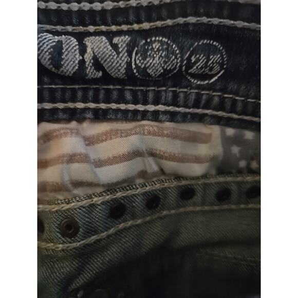 Affliction Jeans Womens 25x31 Blue Flared Embroidered Pockets - Picture 10 of 12